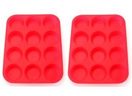 Bekith 12 Cup Large Silicone Muffin Pans &amp; Cupcake Baking Pan / Non - Stick / Dishwasher - Microwave Safe, Set... N5