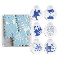 ART Kitchenware 6pcs Halloween Skull,Spider,Ghost House,Witch Cookie Stencil Set Cake Decorating Supplies Cupcake...