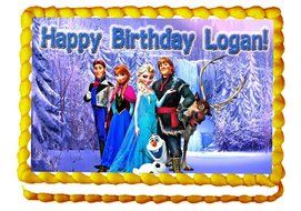Frozen 1/4 Sheet Edible Photo Birthday Cake Topper. ~ Personalized! N2
