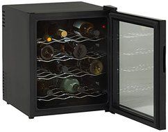 EWC1601B 16 Bottle Thermoelectric Wine Cooler with Adjustable Thermostat Recessed Handle Solid State Components