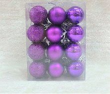 24Pcs Glitter Christmas Balls Baubles Xmas Tree Ornament Christmas Decoration Color : Purple