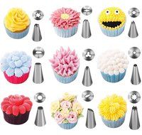 33-Piece Cake Decorating Kit Tips Stainless Steel Icing Tip Set Tools with 2 Silicone Pastry Bags 5 Reusable Couplers... N5