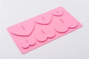 6 Cavity Big&amp;Small Love Heart Shape Silicone Cake Chocolate Baking Mold for Microwave Oven N3