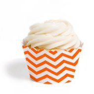 Dress My Cupcake Standard Cupcake Wrappers, Chevron, Orange, Set of 12 N19