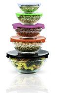 Stackable Glass Lunch Bowls / Multi Purpose Food Containers with Multi-Color Lids - 10 Piece Set (2 Pack) N2