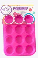 Silicone Muffin &amp; Cupcake Pan - 12 Cups Pink Mold &amp; Baking Tray- Reusable, Non-Stick Bakeware - Heat Resistant... N10