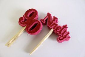 All About Details Red Ninety Cupcake Toppers, Set of 12 N2