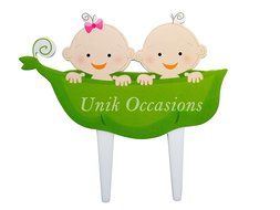 Unik Occasions Twins Acrylic Cake Topper (Boy &amp; Girl)
