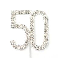Sunshinesmile Rhinestone Crystal Silver Number 50 Birthday 50th Anniversary Cake Decoration Cake Topper N2