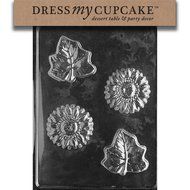 Dress My Cupcake DMCF087SET Chocolate Candy Mold, Flower/Leaf, Set of 6