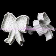 Generic 2Pcs/Set Macrame Bow Fondant Cake Plunger Cutter Sugarcraft Mold Cookie Decorating Tools