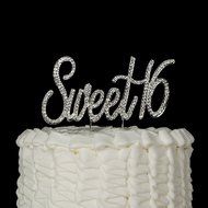 16 Cake Topper 16th Birthday Party Supplies Crystal Rhinestone Decoration (Gold) N18