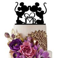 Sugar Yeti Made In USA Personalized Wedding Cake Topper Minnie Heart Mickey Initials With Date #25 Black N15
