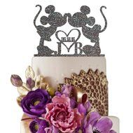 Sugar Yeti Made In USA Personalized Wedding Cake Topper Minnie Heart Mickey Initials With Date #25 Black N16