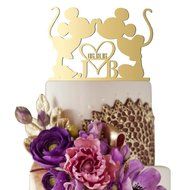 Sugar Yeti Made In USA Personalized Wedding Cake Topper Minnie Heart Mickey Initials With Date #25 Black N18