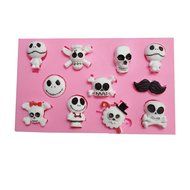 Yunko Easter Skulls Mustache One Piece Pirates Cake Decorating Tools Silicone Fondant Mold Chocolate Candy Sugar...