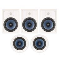 Blue Octave LH-825 In Wall and In Ceiling 8" Speakers Home Theater Surround Sound 5 Speaker Set