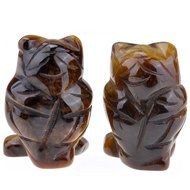 JOVIVI 1pc Natural Carved Gemstones Owl Figurine 1.5&#039;&#039; Room Decoration, with Gift Box (Tiger Eye) N10