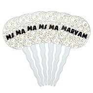 Maryam Cupcake Picks Toppers Decoration Set of 6 - Pink Speckles