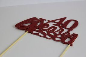 All About Details Red 40-Years-Blessed Cake Topper N3
