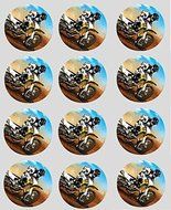 12 Motocross Cupcake Toppers 40mm rice paper fairy cake pre cut decorations