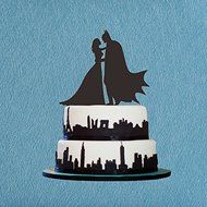 Bride and Groom Cake Topper,Batman Silhouette,Bridal Shower Topper,Custom Cake Topper