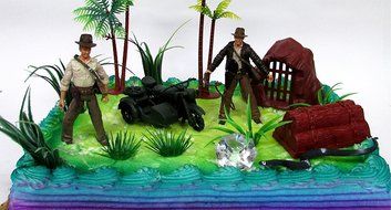 Indiana Jones Birthday Cake Topper Set Featuring Indiana Jones and Themed Decorative Pieces N5