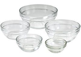 Glass Bowl Set / Small Dipping Bowls / Spa Manicure Bowls (5 Nested Bowls in Various Sizes)
