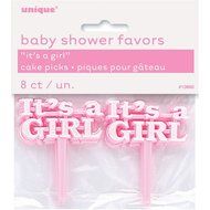 Party Favors Picks 8/Pkg-Pink It&#039;s A Girl