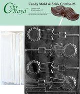 Cybrtrayd 45St25-S023 Blue Ribbons Chocolate Candy Mold with 25 Cybrtrayd 4.5" Lollipop Sticks