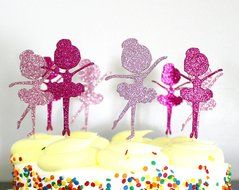 Hot Pink and Pink Glitter Ballerina Cupcake Toppers, Ballet, Dancers, Tulle- Quality (Set of 20 Ballerinas)
