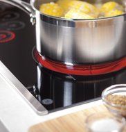 GE Profile 36" Touch Control Black Glass Cooktop with Stainless Steel Trim N3