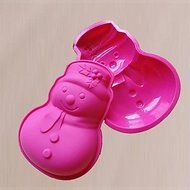 BST Cake Pan Christmas Theme Snowman Shape Cake or Budding Mould, Silicone Material, Random Color