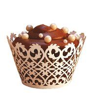 Filigree Regular Cupcake Wrapper, White, 12 pack N9