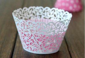 Worldoor&reg; Pack of 60 Laser Cut Vine Filigree Pearlescent Cupcake Muffin Wrappers Wedding Birthday Party Baby Shower...