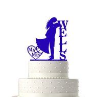 Sugar Yeti Made In USA Personalized Wedding Cake Topper Love Groom Kissing Bride #15 Gold Mirror N15