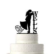 Sugar Yeti Made In USA Personalized Wedding Cake Topper Love Groom Kissing Bride #15 Gold Mirror N16