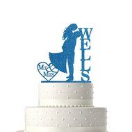 Sugar Yeti Made In USA Personalized Wedding Cake Topper Love Groom Kissing Bride #15 Gold Mirror N17