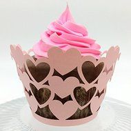 CozyT 50 PACK Hearts Design Cupcake Wrappers Artistic Bake Cake Paper Cups Vine Lace Laser Cut Liner Baking Cup... N2