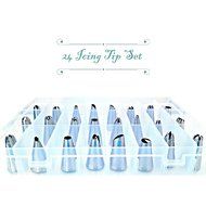 Cake Decorating Tips Kit Set with 24 Stainless Steel 2 Reusable Couplers 1 Pastry Bag and 1 Decorating Pen N3
