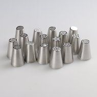 DAQQ 16pcs/Set Russian Piping Tips Small Size With Couplers, Stainless Steel, Cake Cupcake Pastry Icing Frosting...