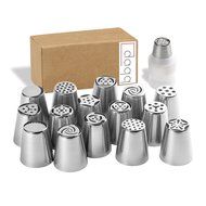 DAQQ 16pcs/Set Russian Piping Tips Small Size With Couplers, Stainless Steel, Cake Cupcake Pastry Icing Frosting... N2
