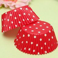 100pcs Red Polka Dot Muffin Cupcake Paper Liners Cups N5