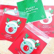 LingStar 100PCS Clear Christmas Gifts White Snowflake Bake Cookies Biscuit Candy Plastic Packaging Bags N8