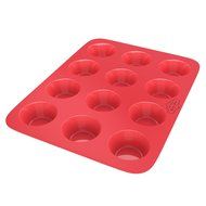 BakeitFun Standard Silicone Muffin Baking Pan in Vibrant Red Color with 12 Circular Compartments That Can Be Used... N3