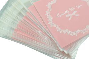 TOOGOO(R) 100 Pcs Self Seal Adhesive Opp Bag Round Lace Bow for Candies Cookies N4