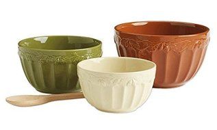 Harvest Acorn Ceramic Mixing Bowls Set of 3