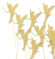 PuTwo 10 Counts Gold Glitter Angle Cupcake Toppers Cake Decorations N5