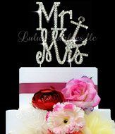 Lulu Sparkles LLC Crystal Rhinestone Nautical Mr &amp; Mrs Anchor Wedding Cake Topper Cake Decoration Bling Keepsake N2
