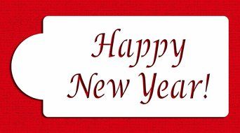Designer Stencils C090 Happy New Year Cake Stencil, Beige/semi-transparent N3
